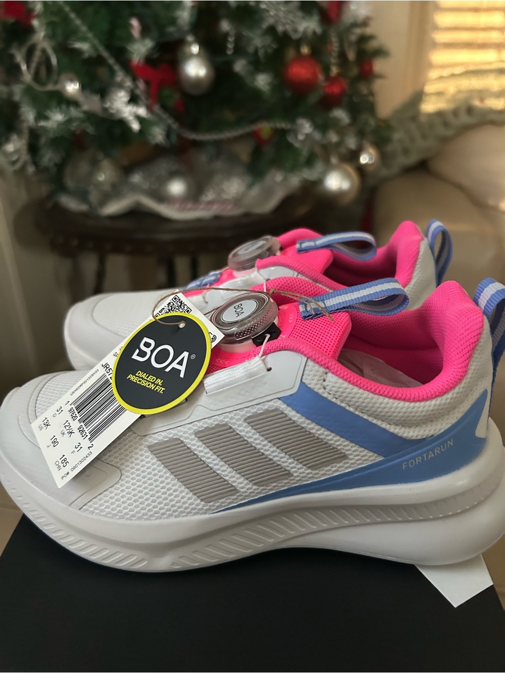 Kids Adidas White & Pink Athletic Sneakers with BOA Closure